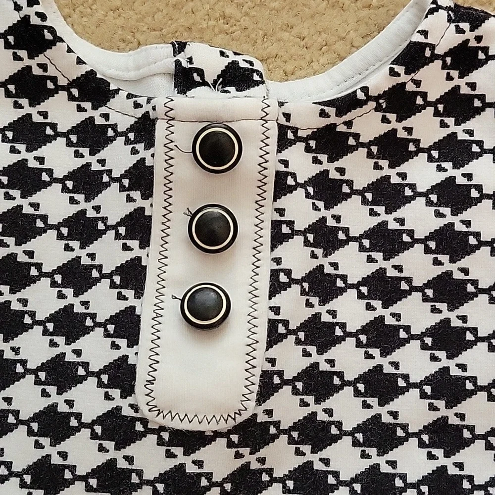 Olivia for Gymboree Dress 12-18 Months Black White Red Sleeveless Houndstooth